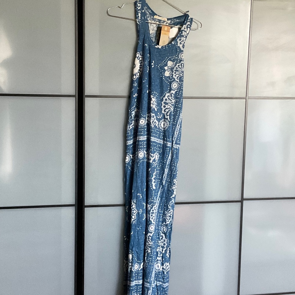 Alternative Apparel Navy and White Patterned Maxi Dress
